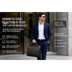 Kenneth Cole Reaction R-Tech Laptop Briefcase Bag Black 15" Business